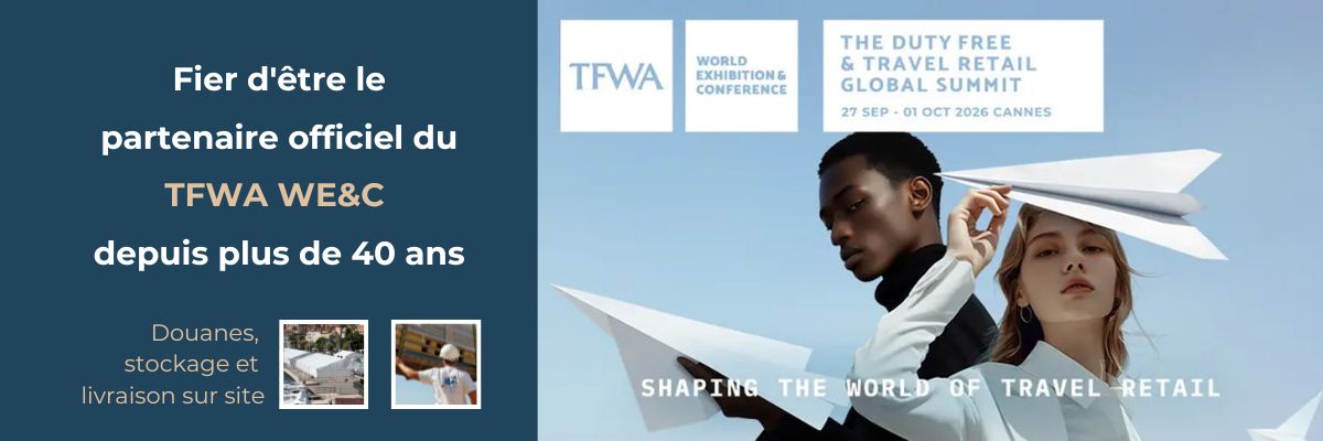 Logistique pour le TFWA WE&C 2026 (“Tax Free”) à Cannes